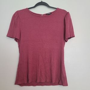 ⚠️DONATING SOON‼️Express Mauve Ribbed Puff Sleeve Career Office Business Top